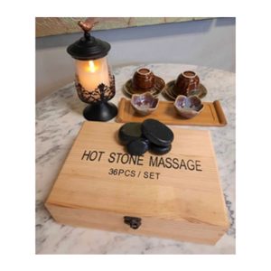 Set Spa Hot Stone Black Natural Rocks Relaxing Massage -36pcs